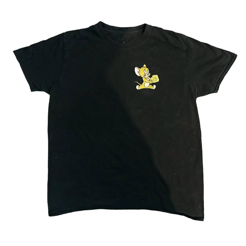 Tom and Jerry Black Crew Neck T-Shirt Womens Size M/L